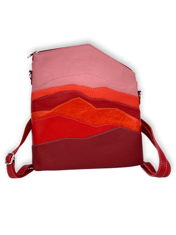 FLUID medium triangular bag / rucksack (reds, orange & pink)