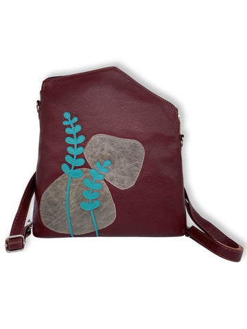 GRASS medium triangular bag / rucksack (brown/grey/teal)