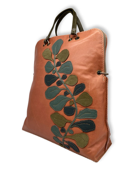 FIG LEAVES      large bag / rucksack      (Pink/khaki)