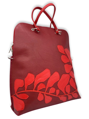 FIG LEAVES      large bag / rucksack      (Red)